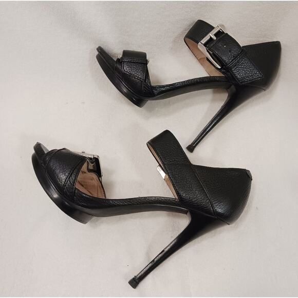 Michael Michael Kors 5" Stiletto Heels Sz 7.5 Black Leather Moderin Buckles Glam - Picture 9 of 16